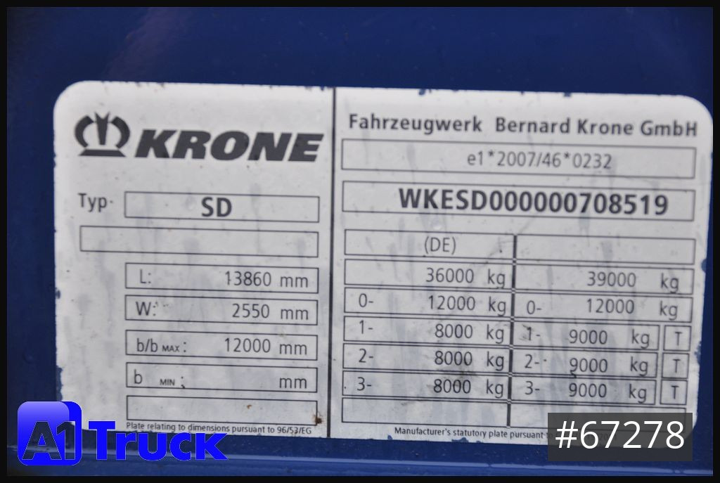 Semi-reboque furgão KRONE SDK 27, Koffer, Doppelstock,  1 Vorebsitzer