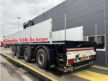 Semi-reboque plataforma/ caixa aberta Pacton 4-assige kraanoplegger met Kinetic 13R-3X kraan