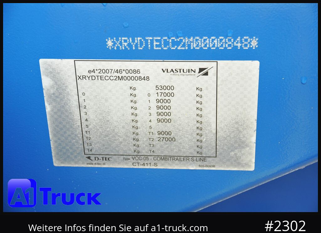 Semi-reboque transportador de contêineres/ Caixa móvel D-TEC VCC-05, CombitrailerTeiler chassi, Lift