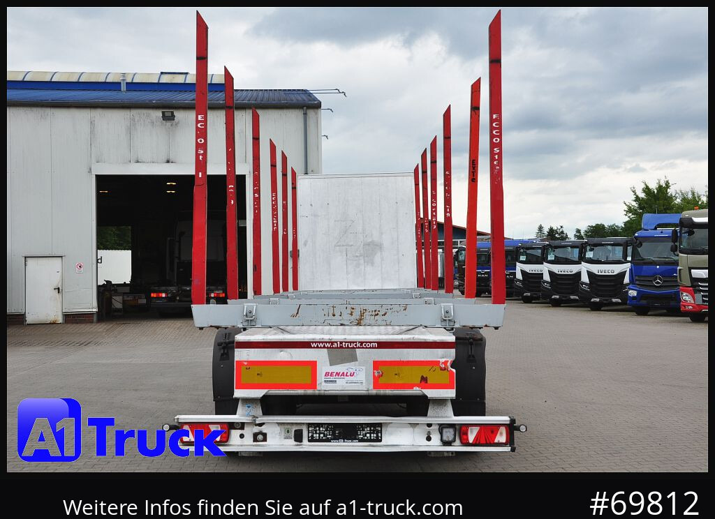 Semi-reboque transporte de madeira BENALU Timberliner, Vollalu,  2x Liftachse, Lang-Holz,