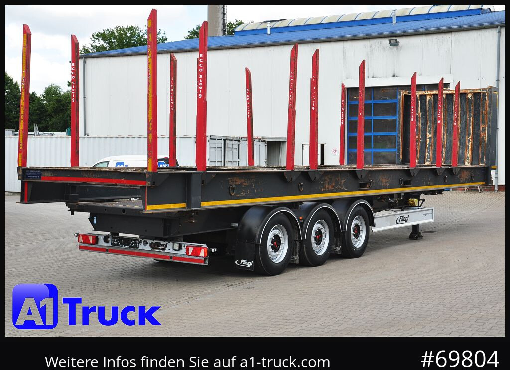Semi-reboque transporte de madeira FLIEGL SDS01, Langholz, Containeraufbau, Liftachse,