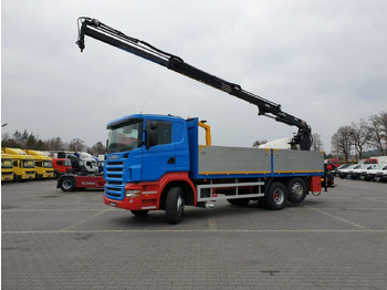 Camião de caixa aberta/ Plataforma, Camião grua Scania R 400 LB 6x2 HDS Budowlanka Widły Oś Skrętna Super Stan: foto 2