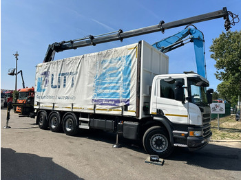 Camião de lona, Camião grua Scania P410 8x4 TRIDEM PRITSCHE PLANE + KRAN HIAB 244 EP-4 HIDUO - RETARDER - LIFT + STEERING AXLE - *327.000km* - RADIO: foto 2
