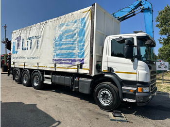 Camião de lona, Camião grua Scania P410 8x4 TRIDEM PRITSCHE PLANE + KRAN HIAB 244 EP-4 HIDUO - RETARDER - LIFT + STEERING AXLE - *327.000km* - RADIO: foto 3