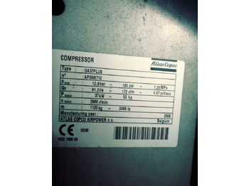 Compressor de ar Kompresor Atlas Copco Atlas Copco GA37 Plus 2006 Kompresor sprężarka śrubowa: foto 3