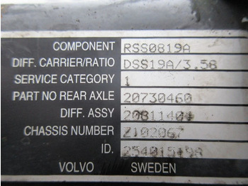 Eixo traseiro para Camião Volvo 20730460/20811404/RSS0819A/DSS19A RATIO 3,58 FL 240 EURO 6: foto 5