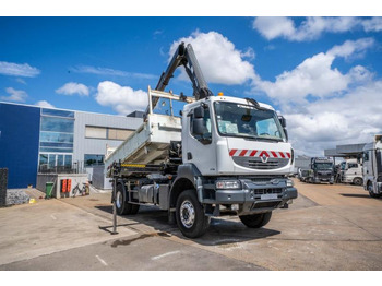 Camião basculante, Camião grua Renault KERAX 370 DXI + TRI BENNE+HIAB 16t/m + 2 EXT: foto 2