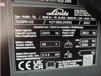 Empilhador elétrico Linde E20PH-02-386-EVO *Batterie NEU*: foto 5