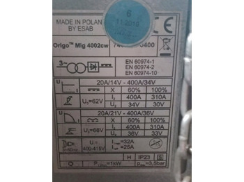 Equipamento para soldagem Origo MIG 4002 CW: foto 3