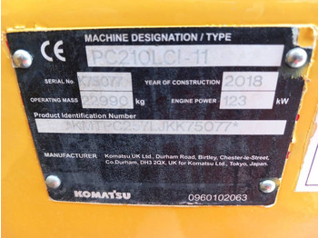 Escavadora de rastos Komatsu PC210LCI-11: foto 2