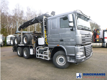 Camião de transporte de madeira, Camião grua DAF XF 105.510 6x4 + Loglift F281S83 crane / timber truck + dolly: foto 2