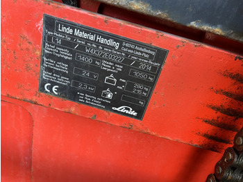 Stacker Linde stapelaar heftruck LINDE L14 duplo300cm 188uur 2014: foto 3