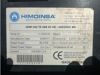 Gerador elétrico Himoinsa HFW 100 T5 Iveco Mecc Alte Spa 100 kVA Silent generatorset: foto 5