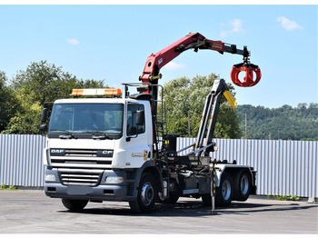 Camião grua, Camião polibenne DAF CF 85.340 * ABROLLKIPPER + KRAN * TOP: foto 2
