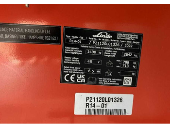 Empilhador retráctil Linde R14-01: foto 4