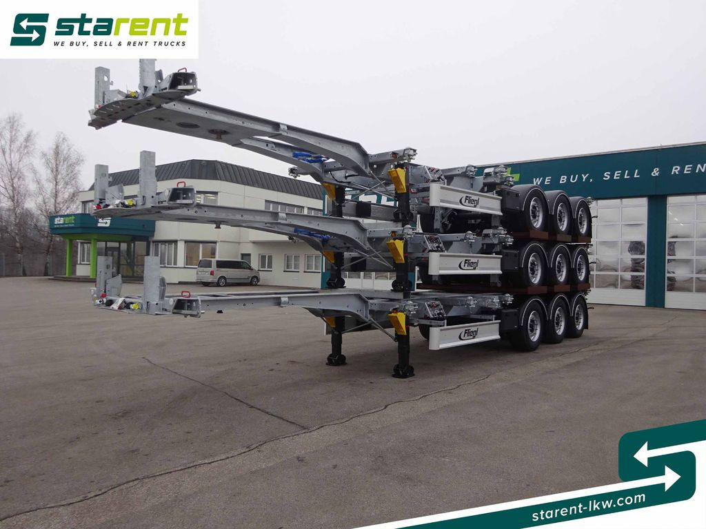 Fliegl Containerchassis ADR, 1x20/2x20/1x30/1x40/1x45 - Semi-reboque transportador de contêineres/ Caixa móvel: foto 1 Fliegl Containerchassis ADR, 1x20/2x20/1x30/1x40/1x45 - Semi-reboque transportador de contêineres/ Caixa móvel: foto 1