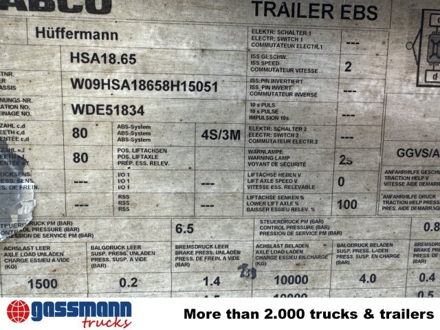 Hüffermann HSA 18.65 Schlittenabroller - Reboque ampliroll/ Multibenne: foto 5 Hüffermann HSA 18.65 Schlittenabroller - Reboque ampliroll/ Multibenne: foto 5