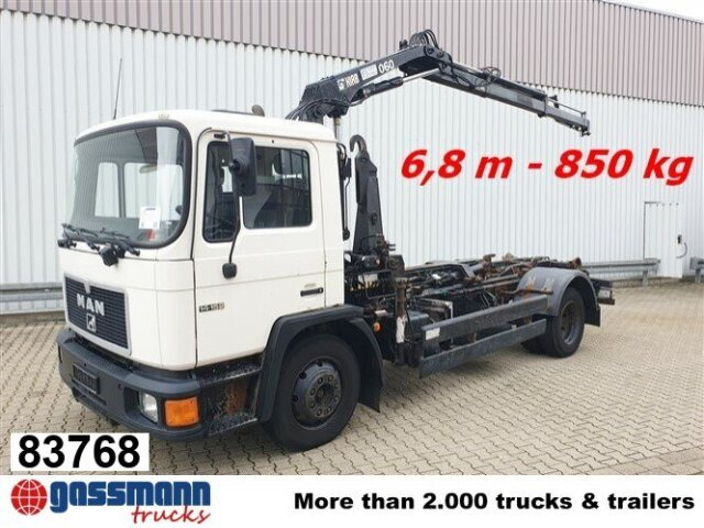 MAN 14.152 F 4x2 BB mit Kran Hiab 060-2 - Camião polibenne, Camião grua: foto 1 MAN 14.152 F 4x2 BB mit Kran Hiab 060-2 - Camião polibenne, Camião grua: foto 1