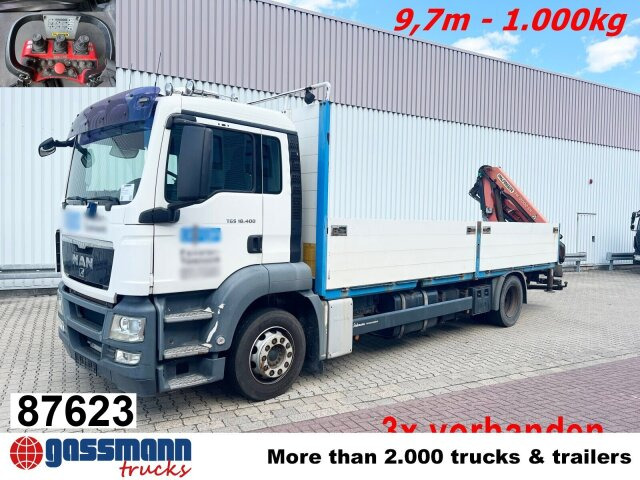 MAN TGS 18.400 4X2 BL, Kran PK 12002-EH B Funk, 2x - Camião de caixa aberta/ Plataforma, Camião grua: foto 1 MAN TGS 18.400 4X2 BL, Kran PK 12002-EH B Funk, 2x - Camião de caixa aberta/ Plataforma, Camião grua: foto 1