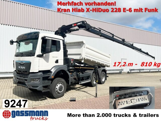 MAN TGS 33.430 6x6 BB CH mit Kran Hiab X-HiDuo 228 - Camião basculante, Camião grua: foto 1 MAN TGS 33.430 6x6 BB CH mit Kran Hiab X-HiDuo 228 - Camião basculante, Camião grua: foto 1