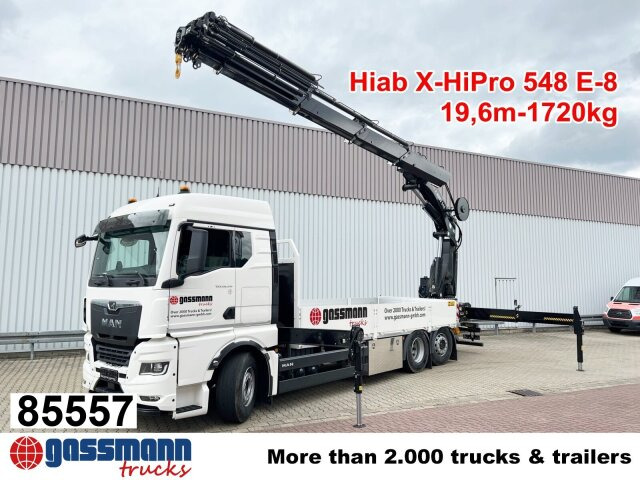 MAN TGX 26.510 6x2-4 LL, Kran Hiab X-HiPro 548 E-8, - Camião de caixa aberta/ Plataforma, Camião grua: foto 1 MAN TGX 26.510 6x2-4 LL, Kran Hiab X-HiPro 548 E-8, - Camião de caixa aberta/ Plataforma, Camião grua: foto 1