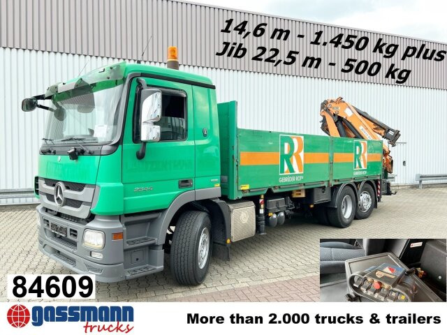 Mercedes-Benz Actros 2544 L 6x2, Retarder, Lenkachse, Heckkran - Camião de caixa aberta/ Plataforma, Camião grua: foto 1 Mercedes-Benz Actros 2544 L 6x2, Retarder, Lenkachse, Heckkran - Camião de caixa aberta/ Plataforma, Camião grua: foto 1