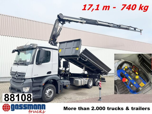 Mercedes-Benz Actros 2545 L 6x2, 2x Bordmatik, Kran Fassi - Camião basculante, Camião grua: foto 1 Mercedes-Benz Actros 2545 L 6x2, 2x Bordmatik, Kran Fassi - Camião basculante, Camião grua: foto 1