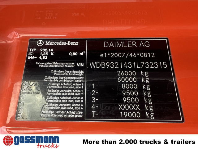 Mercedes-Benz Actros 2644/48 K 6x4, Manual Gearbox, Full Steel - Camião chassi: foto 2 Mercedes-Benz Actros 2644/48 K 6x4, Manual Gearbox, Full Steel - Camião chassi: foto 2