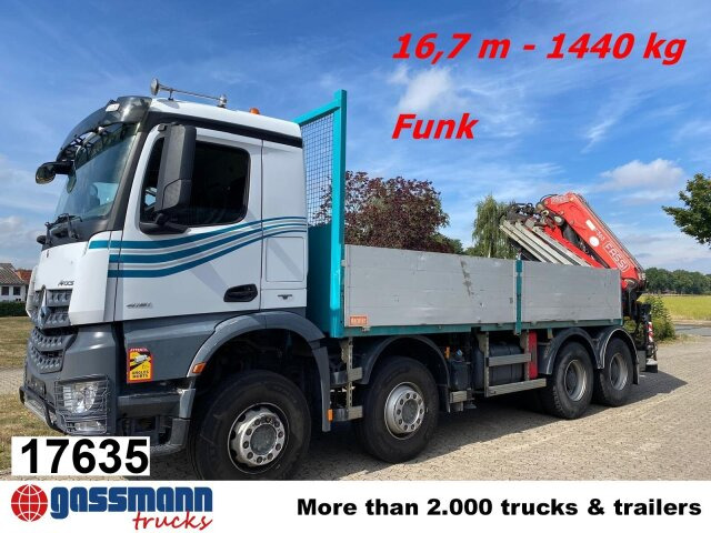 Mercedes-Benz Arocs 4151 K 8x4, Fassi Heckkran F 365 RA. 2.26 - Camião de caixa aberta/ Plataforma, Camião grua: foto 1 Mercedes-Benz Arocs 4151 K 8x4, Fassi Heckkran F 365 RA. 2.26 - Camião de caixa aberta/ Plataforma, Camião grua: foto 1