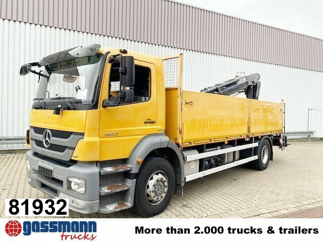 Mercedes-Benz Axor 1833 L 4x2 mit Heckkran Hiab XS 133 K-2 - Camião de caixa aberta/ Plataforma, Camião grua: foto 1 Mercedes-Benz Axor 1833 L 4x2 mit Heckkran Hiab XS 133 K-2 - Camião de caixa aberta/ Plataforma, Camião grua: foto 1