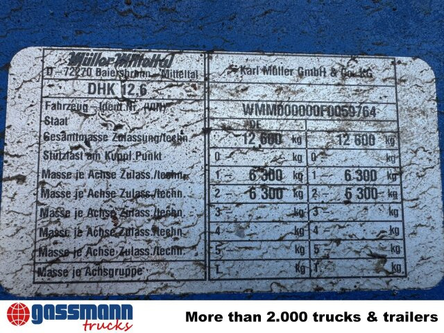 Müller-Mitteltal DHK 12.6, verzinkt! - Reboque basculante: foto 4 Müller-Mitteltal DHK 12.6, verzinkt! - Reboque basculante: foto 4