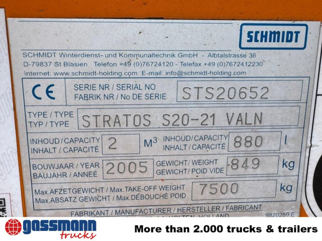 Schmidt Stratos S20-21 VALN, Salzstreuer 2m³ 880l - Espalhador de areia/ Sal: foto 3 Schmidt Stratos S20-21 VALN, Salzstreuer 2m³ 880l - Espalhador de areia/ Sal: foto 3