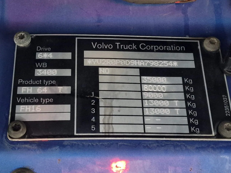 Tractor Volvo FH 16.750 Globetrotter 6x4 - Lift axle - HUB reduction - PTO/Hydraulic - 3.40 WB: foto 17 Tractor Volvo FH 16.750 Globetrotter 6x4 - Lift axle - HUB reduction - PTO/Hydraulic - 3.40 WB: foto 17