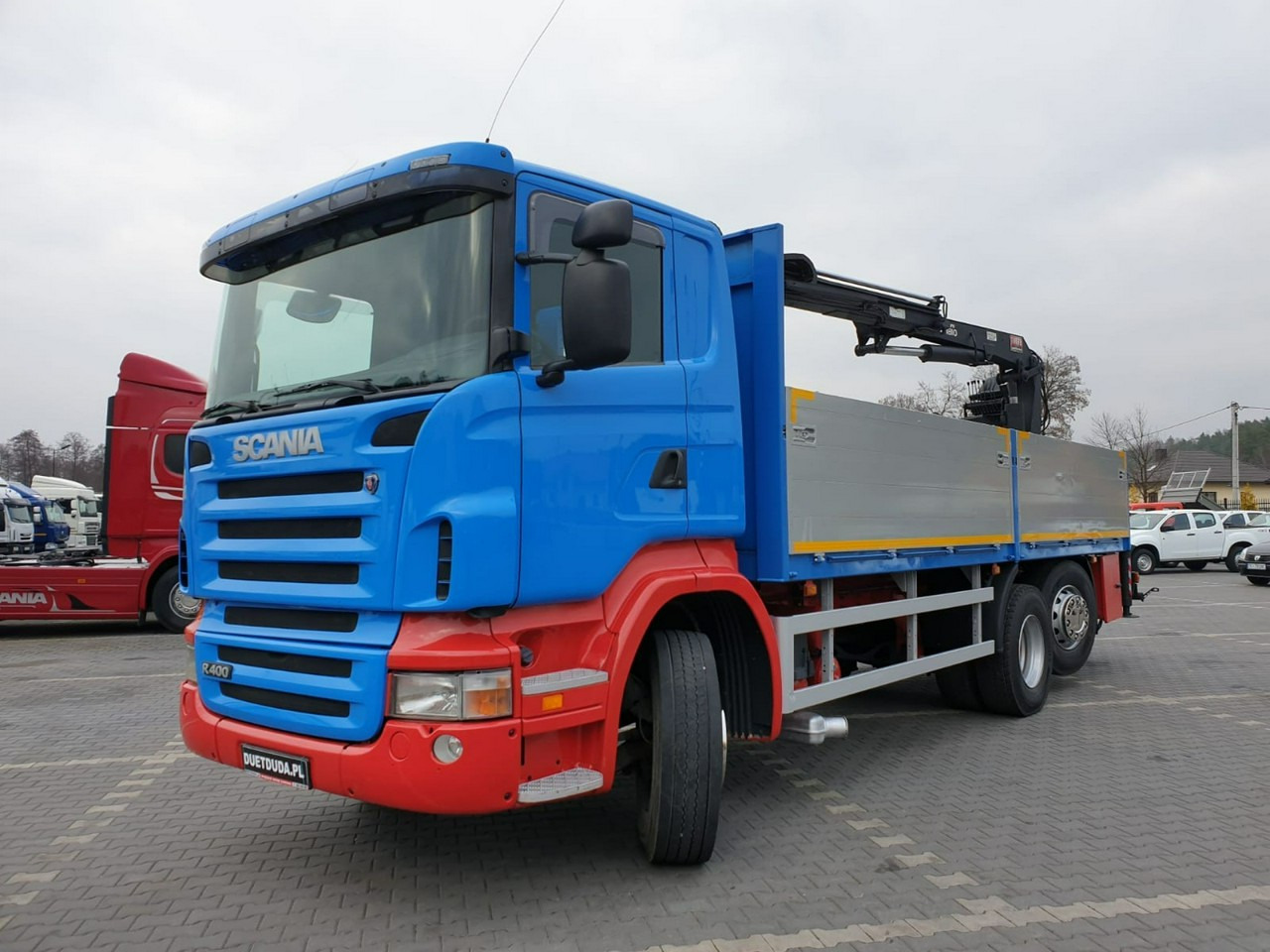 Camião de caixa aberta/ Plataforma, Camião grua Scania R 400 LB 6x2 HDS Budowlanka Widły Oś Skrętna Super Stan: foto 15 Camião de caixa aberta/ Plataforma, Camião grua Scania R 400 LB 6x2 HDS Budowlanka Widły Oś Skrętna Super Stan: foto 15