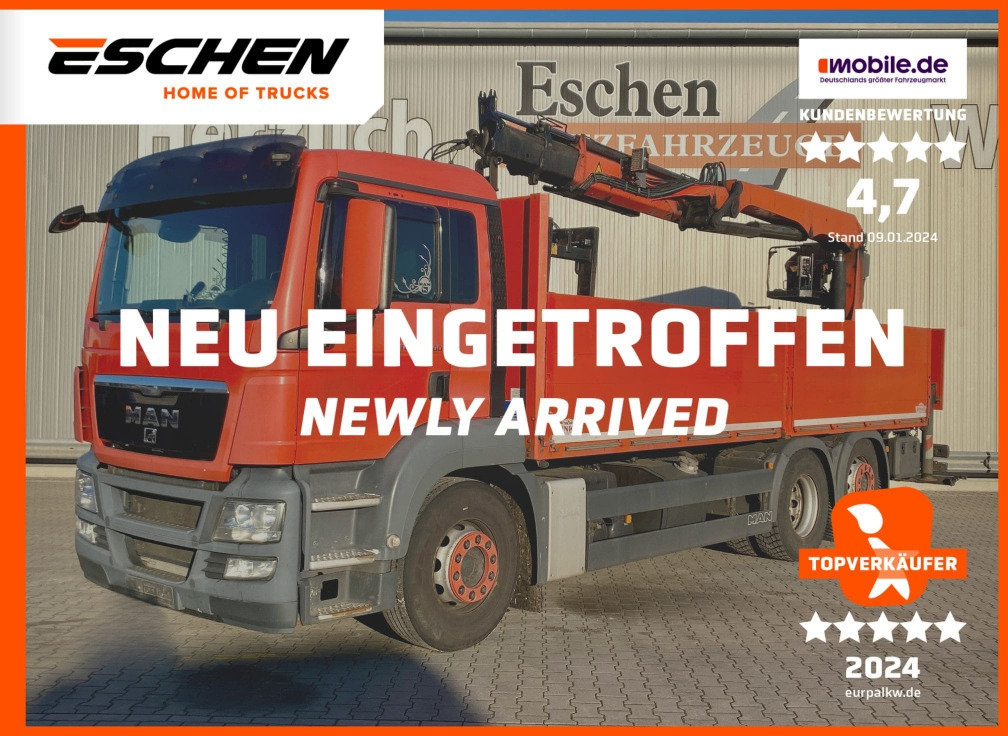 MAN TGS 26.400 6x2-2 LL / Palfinger PK 18001 L Kran - Camião de caixa aberta/ Plataforma: foto 1 MAN TGS 26.400 6x2-2 LL / Palfinger PK 18001 L Kran - Camião de caixa aberta/ Plataforma: foto 1