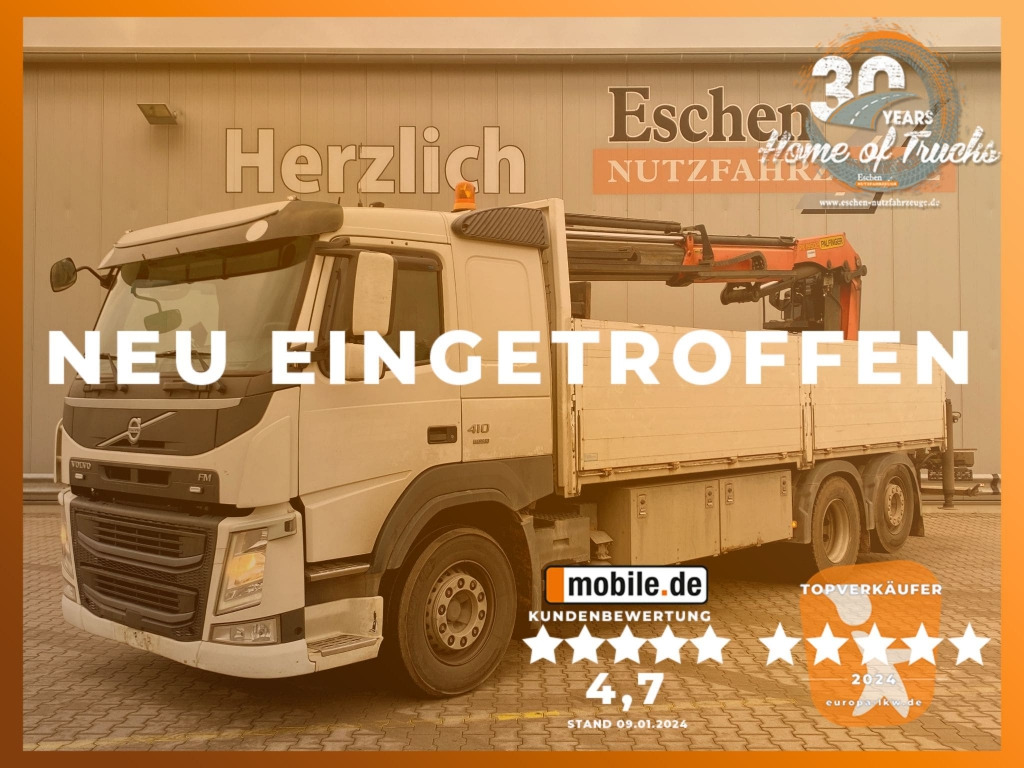 Volvo FM 410 6x2 / Palfinger PK 19502 Faltkran - Camião de caixa aberta/ Plataforma, Camião grua: foto 1 Volvo FM 410 6x2 / Palfinger PK 19502 Faltkran - Camião de caixa aberta/ Plataforma, Camião grua: foto 1