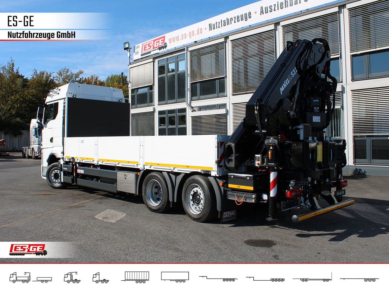 MAN TGX 26.480 6x2-4 LL, MKG-Ladekran HLK531 a5 - Camião de caixa aberta/ Plataforma, Camião grua: foto 2 MAN TGX 26.480 6x2-4 LL, MKG-Ladekran HLK531 a5 - Camião de caixa aberta/ Plataforma, Camião grua: foto 2