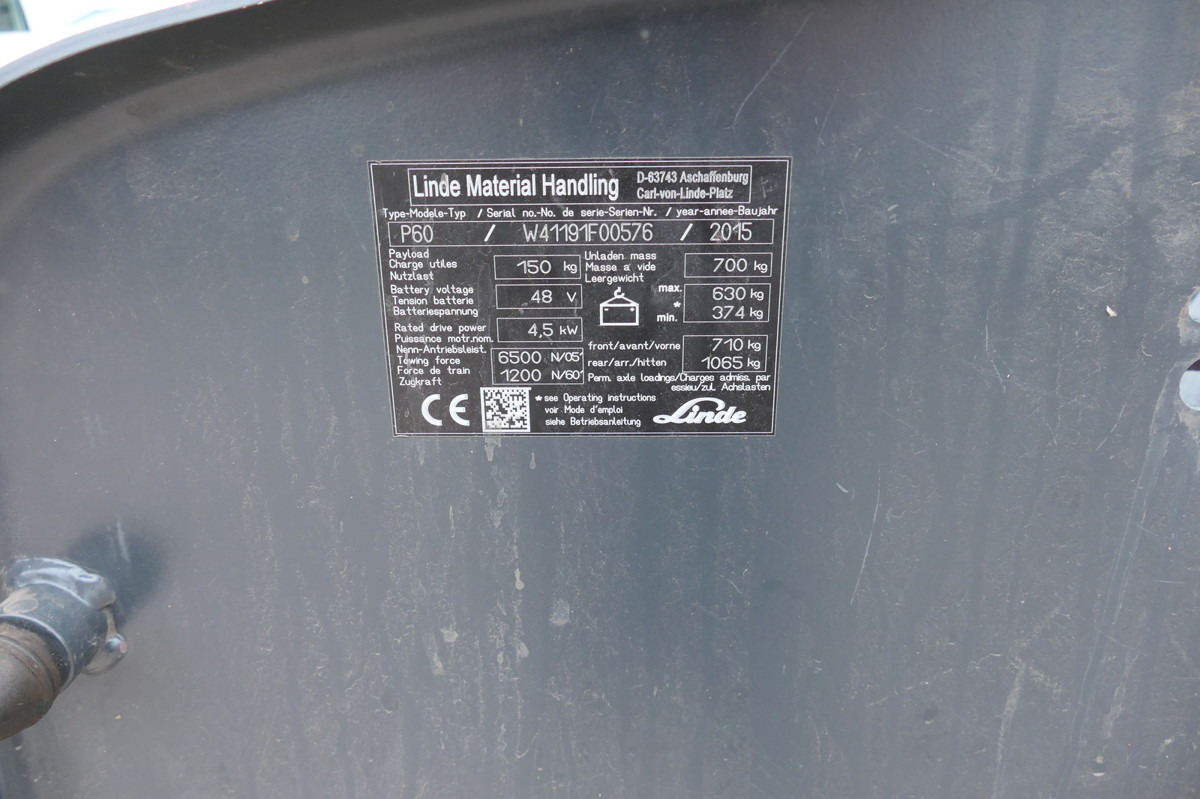 Trator elétrics LINDE P 60 Z Schlepper Batterie 33/2019: foto 9 Trator elétrics LINDE P 60 Z Schlepper Batterie 33/2019: foto 9