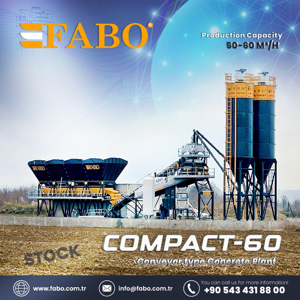 FABO COMPACT-60 CONCRETE PLANT | CONVEYOR TYPE - Central de betão: foto 1 FABO COMPACT-60 CONCRETE PLANT | CONVEYOR TYPE - Central de betão: foto 1
