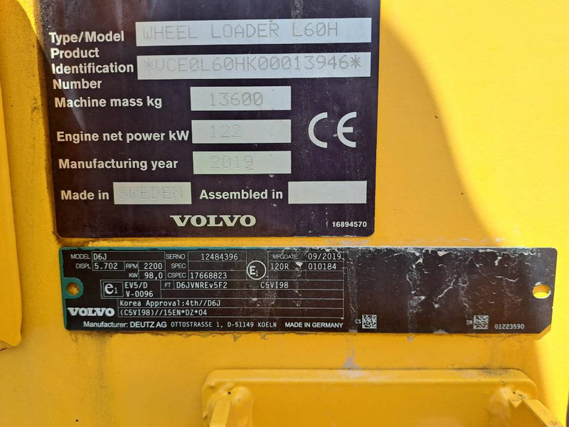 Pá carregadora de rodas Volvo L60H: foto 8