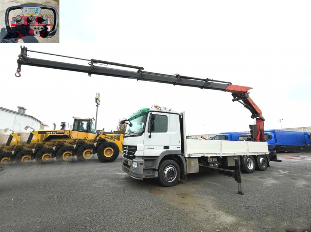 MERCEDES-BENZ Actros 2546 L 6x2  Pritsche Heckkran Palfinger PK 44.002+Winde - Camião de caixa aberta/ Plataforma, Camião grua: foto 1 MERCEDES-BENZ Actros 2546 L 6x2  Pritsche Heckkran Palfinger PK 44.002+Winde - Camião de caixa aberta/ Plataforma, Camião grua: foto 1