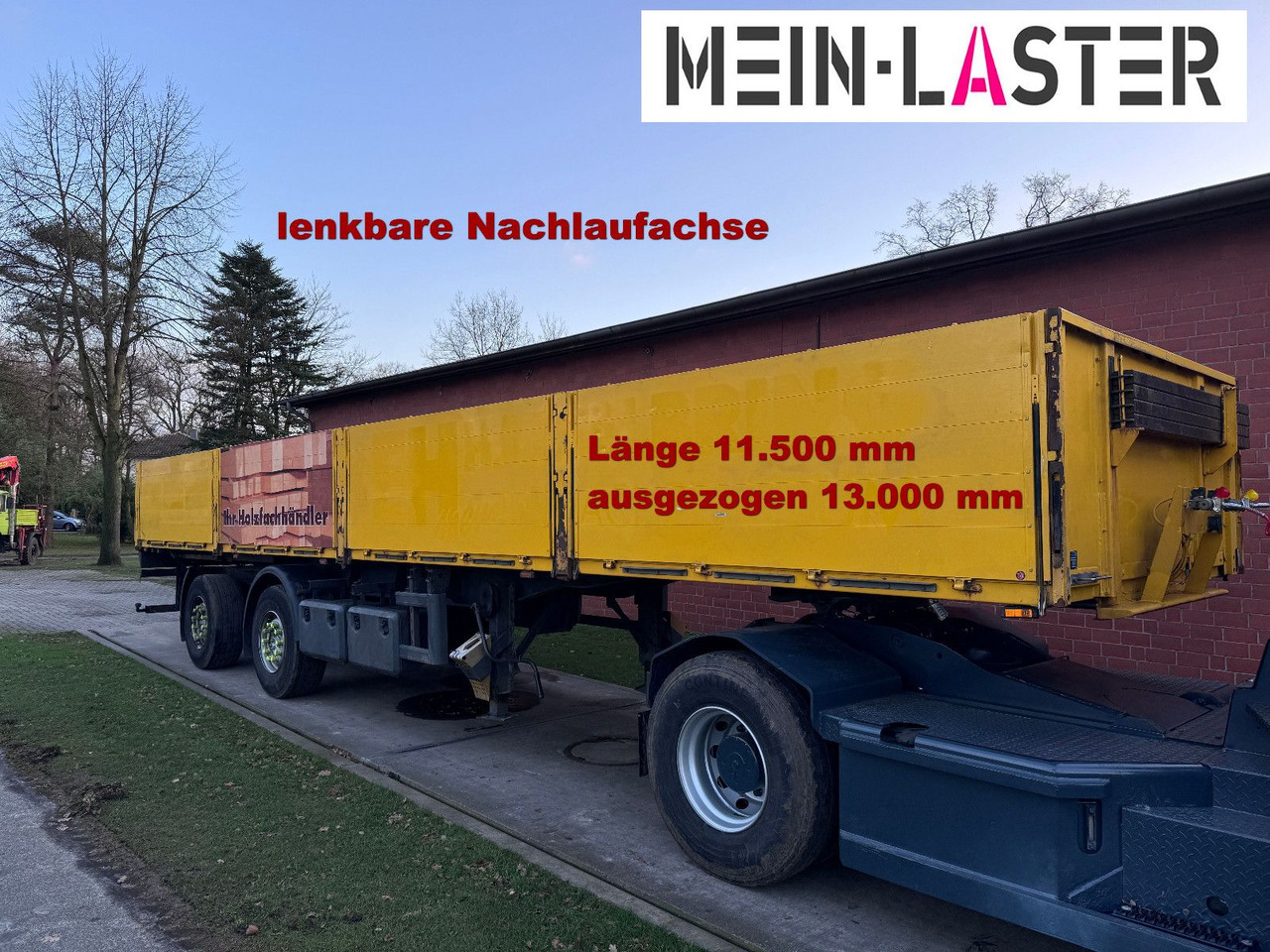 Ackermann Baustoffpritsche 11.5-13 m Lenkachse NL 19t - Semi-reboque plataforma/ Caixa aberta: foto 1 Ackermann Baustoffpritsche 11.5-13 m Lenkachse NL 19t - Semi-reboque plataforma/ Caixa aberta: foto 1