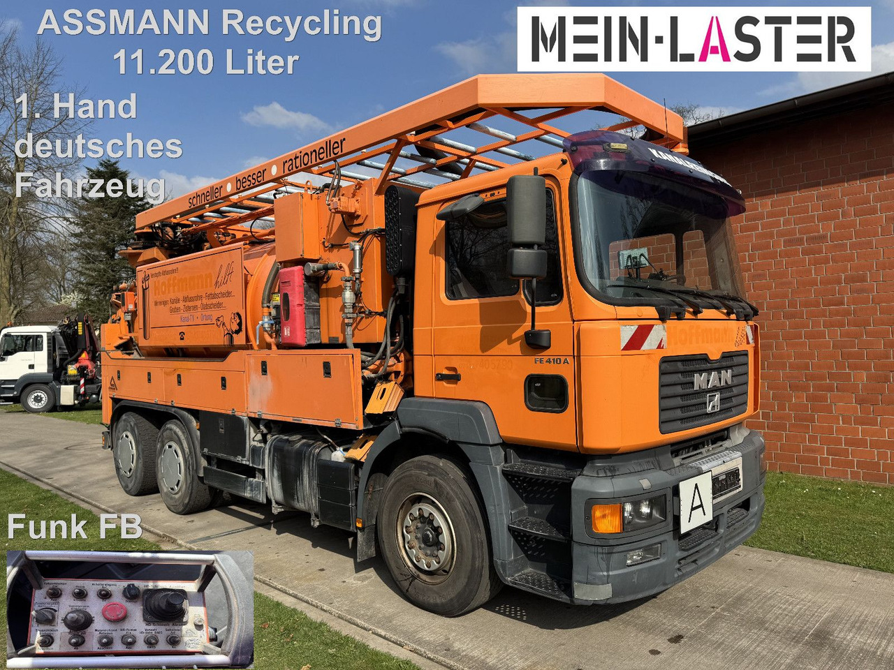 MAN FE 410 Assmann Saug HD Spüler Recycling + FB. - Caminhão limpa fossa: foto 1 MAN FE 410 Assmann Saug HD Spüler Recycling + FB. - Caminhão limpa fossa: foto 1