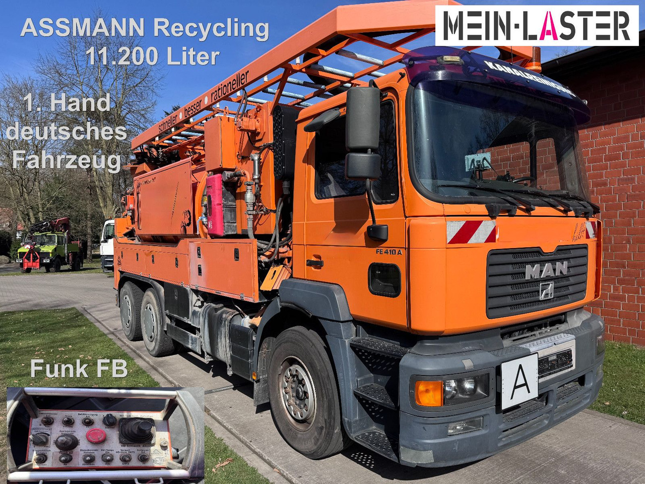 MAN FE 410 Assmann Saug HD Spüler Recycling + FB. - Caminhão limpa fossa: foto 1 MAN FE 410 Assmann Saug HD Spüler Recycling + FB. - Caminhão limpa fossa: foto 1