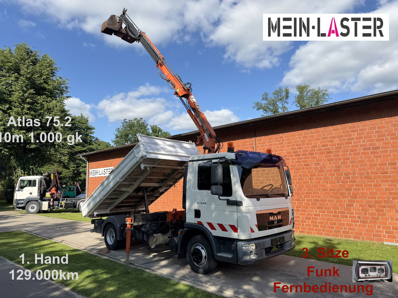 MAN TGL 8.150 3 S-Kipper Atlas 75 10m -1t. Funk FB - Carrinha basculante: foto 1 MAN TGL 8.150 3 S-Kipper Atlas 75 10m -1t. Funk FB - Carrinha basculante: foto 1