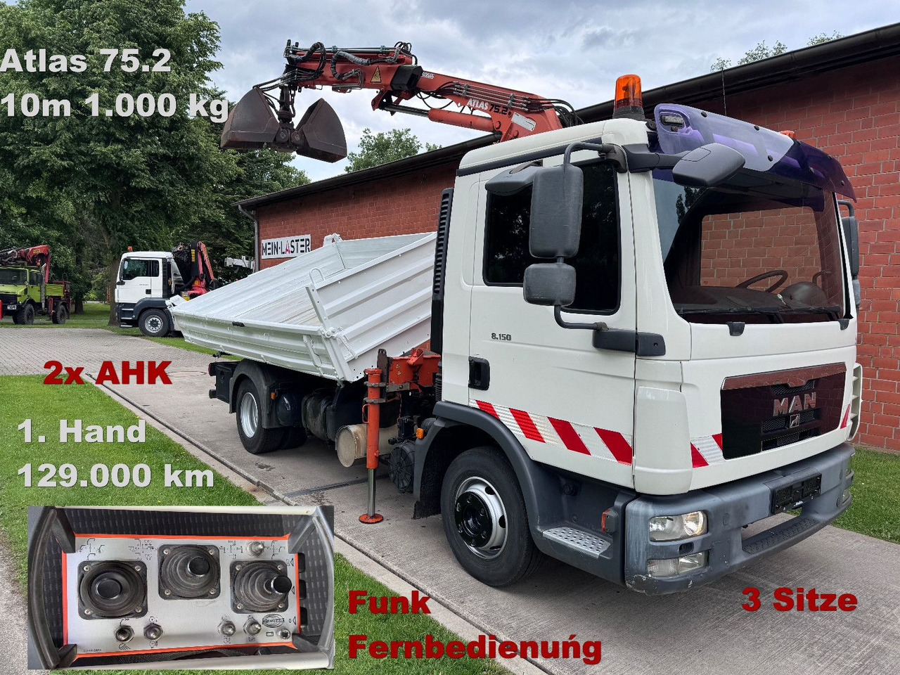 MAN TGL 8.150 3 S-Kipper Atlas 75 10m -1t. Funk FB - Carrinha basculante: foto 1 MAN TGL 8.150 3 S-Kipper Atlas 75 10m -1t. Funk FB - Carrinha basculante: foto 1