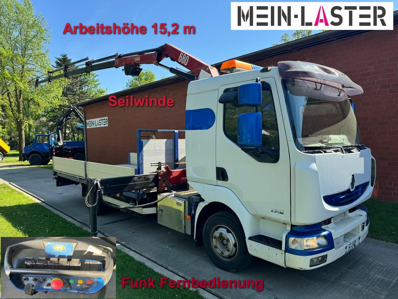 Renault Midlum 220 HMF 683 K4 15m-400 Kg Funk Seilwinde - Camião grua: foto 1 Renault Midlum 220 HMF 683 K4 15m-400 Kg Funk Seilwinde - Camião grua: foto 1