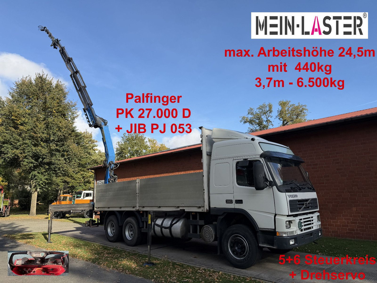 Volvo FM12 380 PK 27000D 24,5m 5+6 Deutscher LKW - Camião grua: foto 1 Volvo FM12 380 PK 27000D 24,5m 5+6 Deutscher LKW - Camião grua: foto 1