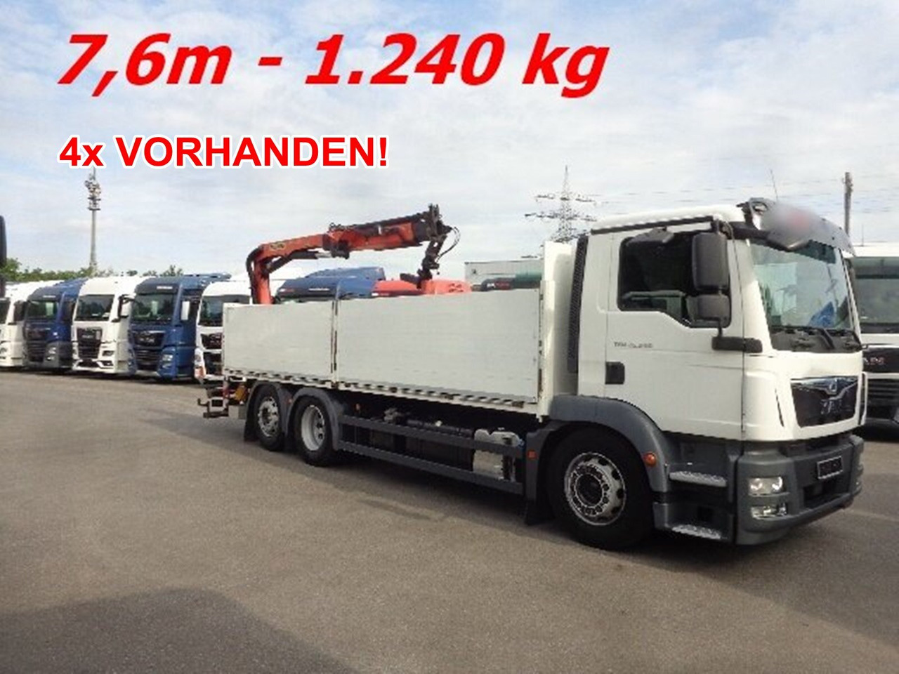 MAN TGM 26.340 6x2-4 LL TGM 26.340 6x2-4 LL,Lenk-Liftachse, Heckkran, Palfinger PK 11.001, faltbar, - Camião grua, Camião de caixa aberta/ Plataforma: foto 1 MAN TGM 26.340 6x2-4 LL TGM 26.340 6x2-4 LL,Lenk-Liftachse, Heckkran, Palfinger PK 11.001, faltbar, - Camião grua, Camião de caixa aberta/ Plataforma: foto 1
