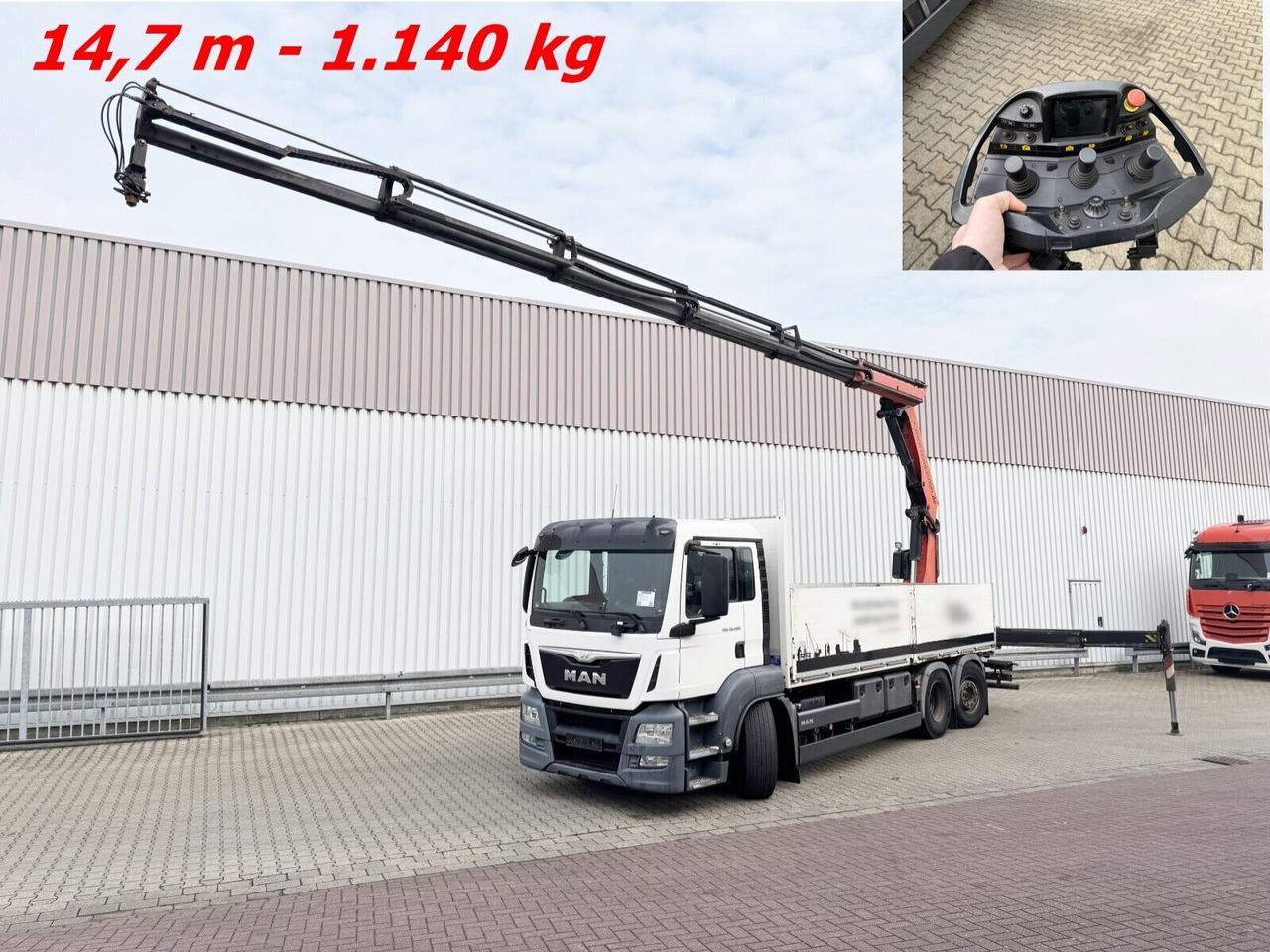 MAN TGS 26.400 6x2-4 LL TGS 26.400 6x2-4 LL, Navi, Lenk-/Liftachse, Heckkran Palfinger PK23002-SH D, Funk - Camião grua: foto 1 MAN TGS 26.400 6x2-4 LL TGS 26.400 6x2-4 LL, Navi, Lenk-/Liftachse, Heckkran Palfinger PK23002-SH D, Funk - Camião grua: foto 1